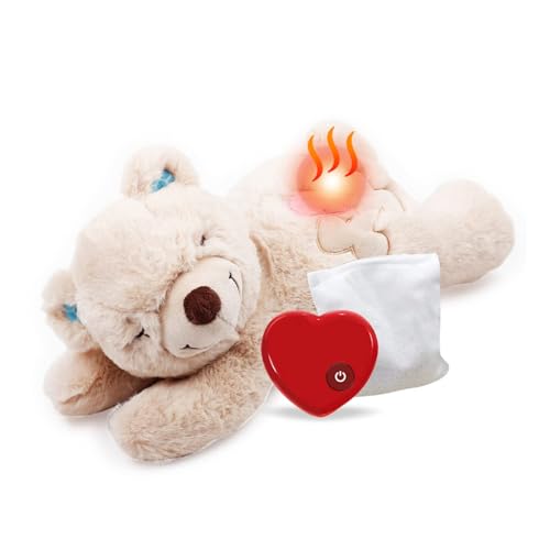Puppy Soothing Heartbeat Bear Comfort Dog Sleep Aid Plush Toy for Crate Training