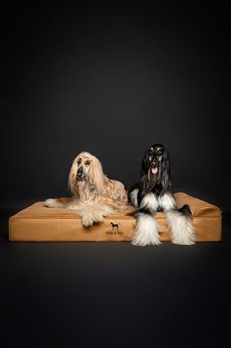 Giant Dog Bed XXL 55x45x9.5 Inch (Vegan Leather - Camel / XX-Large)