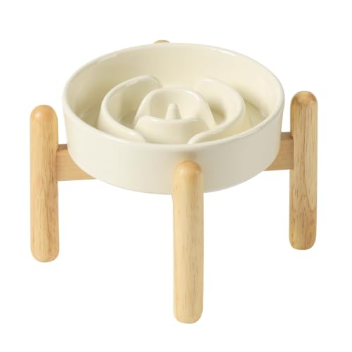 Elevated Slow Feeder Dog Bowls (Light Yellow)