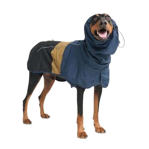 Dog Raincoat Waterproof Rain Jacket w (Blue Gold Black / 3XL)