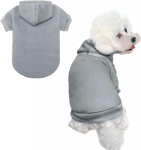 Dog Hoodie for Small Medium Dogs (Grey(Plain) / Small/Medium (All Breed Sizes))