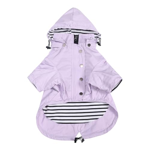 Dog Zip Up Raincoat with Reflective Buttons (XX-Large / Purple)