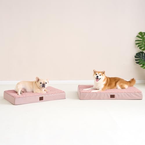 Orthopedic Dog Bed with Removable Washable Cover (30*20*3.5 inches / Pink)