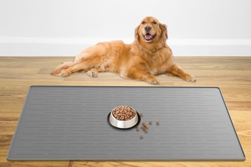 48" x 32" XXXL Largest Pet Food Mat (Light Gray / 48"L x 32"W)