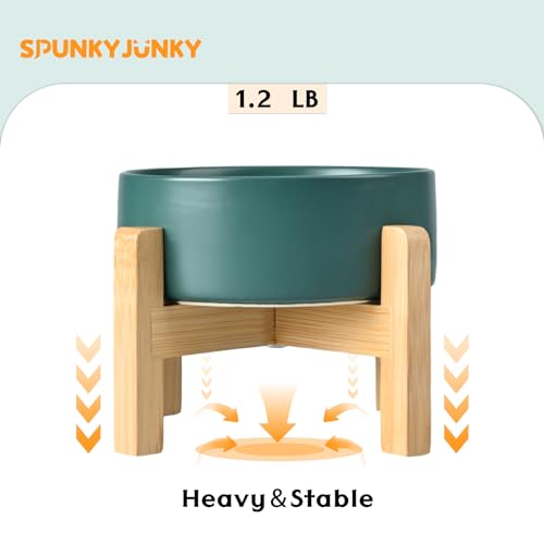 Ceramic Elevated Dog Bowls 2 Pack (Small - 1.7 CUPS*2 / Green)