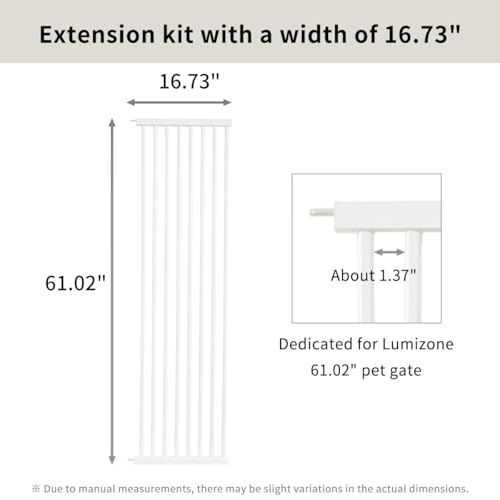 Extra Tall Cat Gate Extension Kit 61.02" High 16.73" Wide White (61.02" H-white / 16.73" W, Extension)