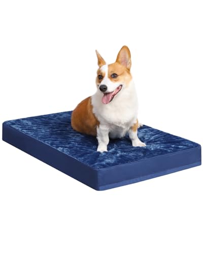Orthopedic Dog Bed for Medium Dogs with Waterproof Lining (Blue / 29.0"L x 18.0"W x 3.0"Th)