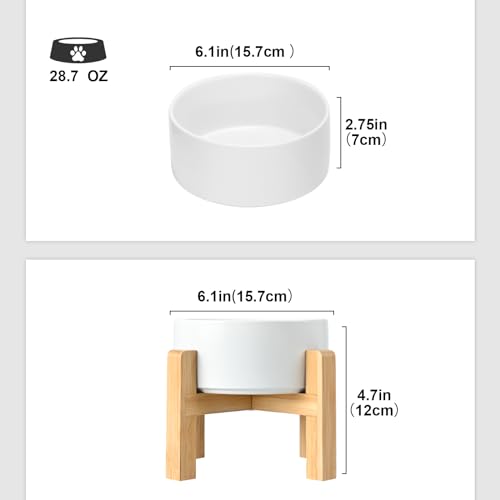 Ceramic Elevated Dog Bowls 2 Pack (Medium - 3.6 CUPS*2 / White)