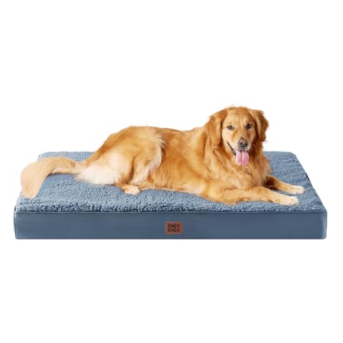 Orthopedic Dog Bed Extra Large with Removable Washable Cover (47*29*3.5 inches / Spa Blue)