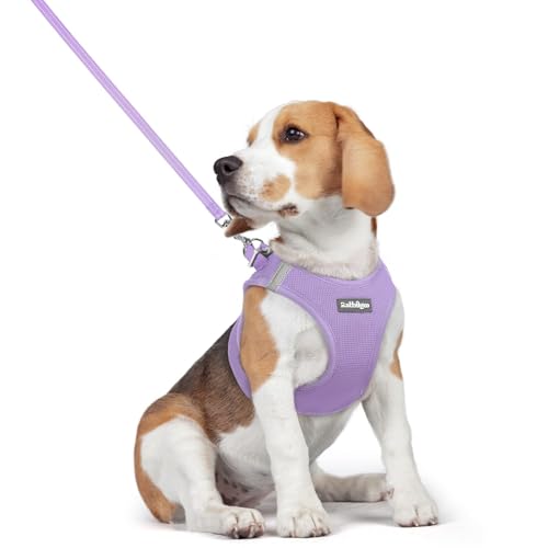 Dog Harness Medium Sized and Leash Set (Light Purple / L (chest: 18.2 - 20.5"))
