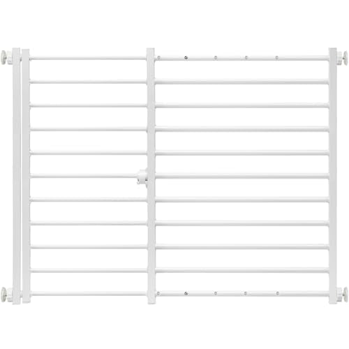 Indoor Dog Gate with Door (White / 24''H × 26''- 41''W)