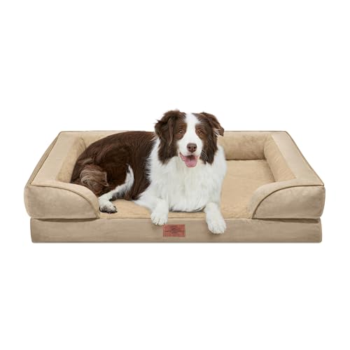 Waterproof Orthopedic Dog Beds for Large Sized Dog (36.0"L x 27.0"W x 8.0"Th / Light Brown)