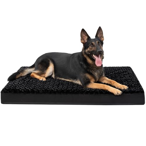 Washable Dog Bed for Crate Waterproof for Large Dogs (Black / 47.0"L x 29.0"W x 4.0"Th)
