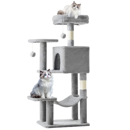 44 Inch Cat Tree Tower for Indoor Cats and Kittens (Light Grey / 44 IN)