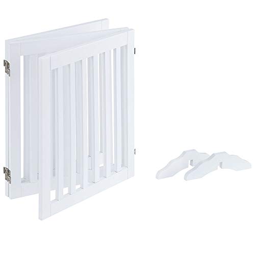 24”H Free Standing Pet Gate for Dog Cat (White / 60"W×24"H)