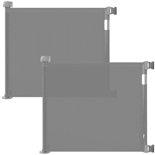 2 Pack 33"H Retractable Baby & Dog Gates (Gray / 33x55 Inch (2 Pack))