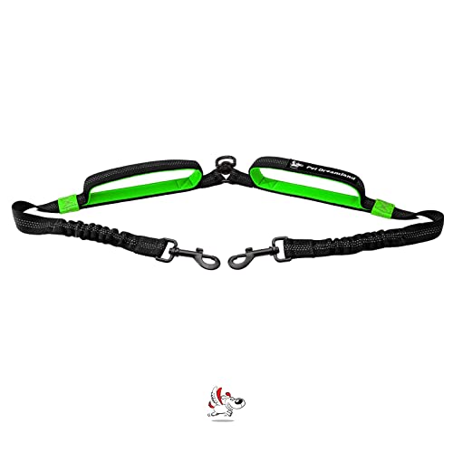 Exquisite Double Dog Coupler No Tangle Swivel for Two Medium Dogs. Premium Quality Attachment for Easy Dog Walking. You Will Absolutely Love This Amazing Gear (Black & Green)