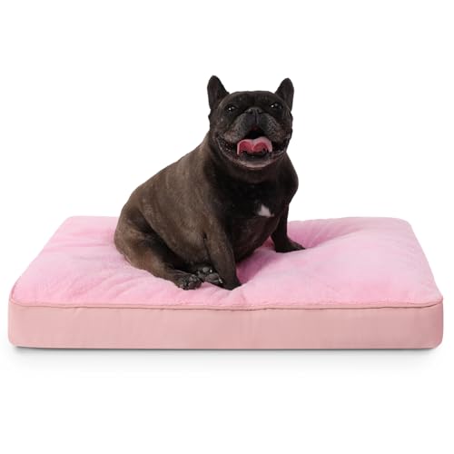 Waterproof Medium Dog Bed for Crate with Washable Cover (29.0"L x 18.0"W x 3.0"Th / Pink)