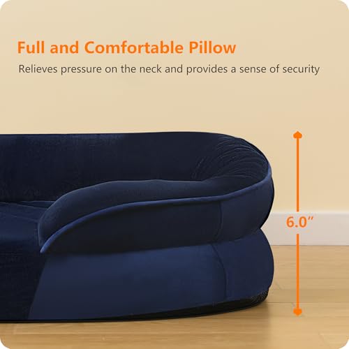 Orthopedic Waterproof Medium Dog Bed Sofa (Medium(36 x 25.5 x 6 inch) / Navy Blue)