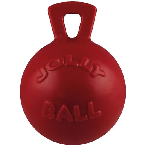 Tug-n-Toss Heavy Duty Dog Toy Ball with Handle, 4.5 Inches/Small, Orange (Orange / Small (4.5 in))