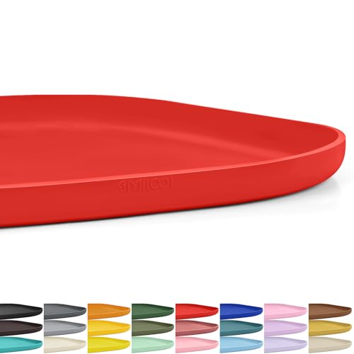 Waterproof Silicone Pet Food Mat with Raised Edge for Dog & Cat (Red / 12"L x 12"W)