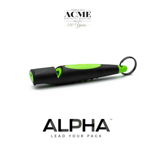 Alpha 210.5 Dog Training Whistle with Enhanced Ergonomic Grip. BPA (Black on Day Glow Green)