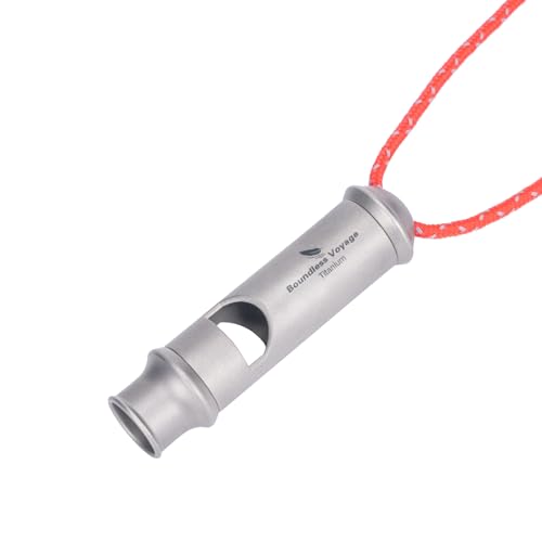 Titanium Whistle Emergency Survival Safety Whistles with Lanyard Loud for Outdoor Camping Hiking Coaches Training Sports Keychain Whistle (1 PCS - Ti9019)