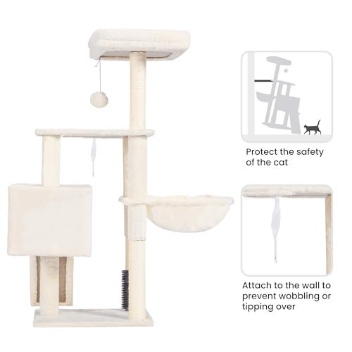 Cat Tree with Cat Self Groomer Brush (42.5 inch / Beige)