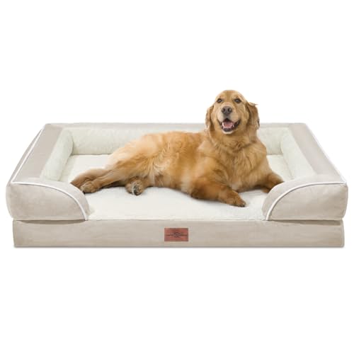 Waterproof Orthopedic Dog Bed for Extra Large Dogs (42.0"L x 30.0"W x 8.5"Th / Beige)