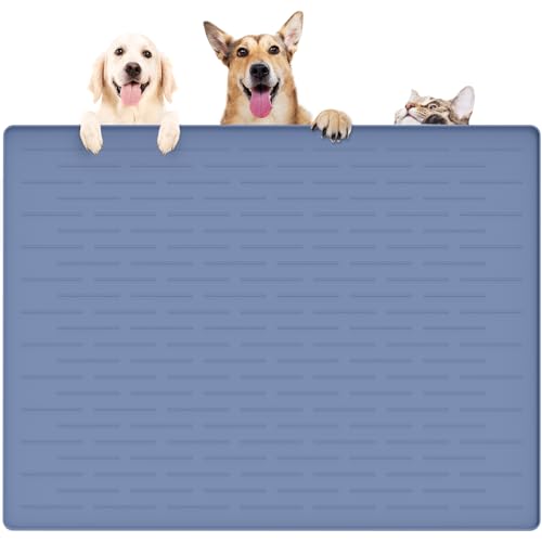 39.4"x29.5" Large Pet Food Mat (Lake Blue / 39.4"L x 29.5"W)