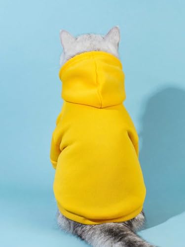 Basic Dog Hoodie Sweatshirt Puppy Sweater Warm Cat Costumes Pet Clothes for Chihuahua Puppy Kitten Small Medium Dogs Yellow Small (Small / Yellow)
