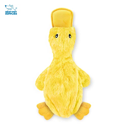 Interactive Squeaky Dog Chew Toy (Crinkle Duck (Yellow, Purple & Turquoise) / Large)