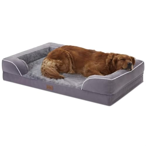 Waterproof Orthopedic Dog Bed for Extra Large Dogs (42.0"L x 30.0"W x 8.5"Th / Purple)