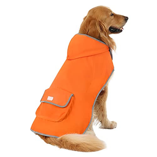 2-in-1 Reversible Dog Raincoat Hooded Poncho Rain Jacket Org Camo L (Large / Camo / Orange)