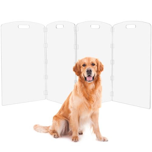 Modern Frame Clear Acrylic Freestanding Dog Gate (32" Height-4 Panel)