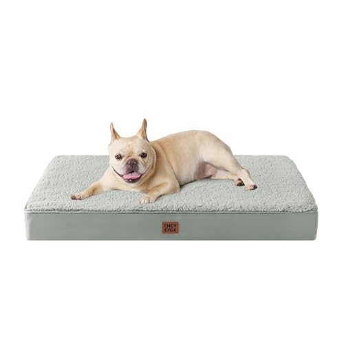 Orthopedic Dog Bed Medium with Removable Washable Cover (30*20*3.5 inches / Greyish Green)
