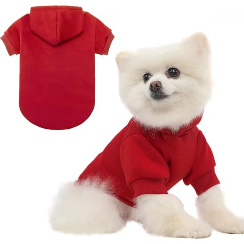 Dog Hoodie for Small Dogs (#2 Red(Plain) / X-Small (All Breed Sizes))
