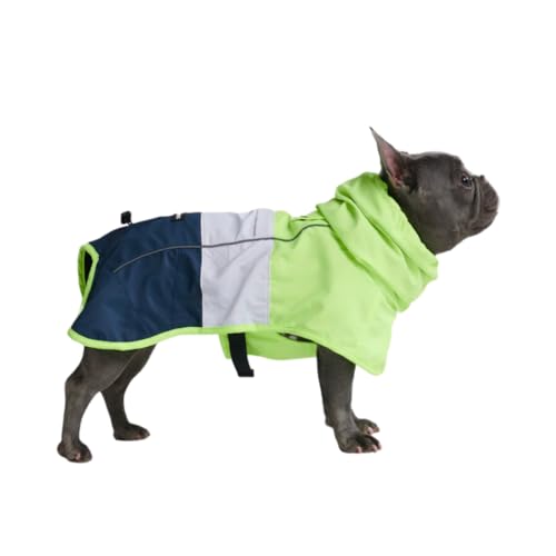 Dog Raincoat Waterproof Windproof Rain Jacket (Neon White Navy Blue / X-Large)