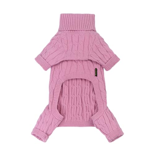 Turtleneck Chunky Knit Dog Sweater (Small / Pink)