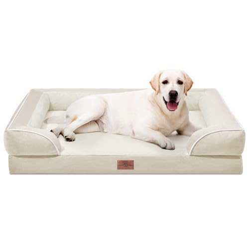 Waterproof Orthopedic Dog Beds for Extra Large Dog (45.0"L x 35.0"W x 8.5"Th / Beige)