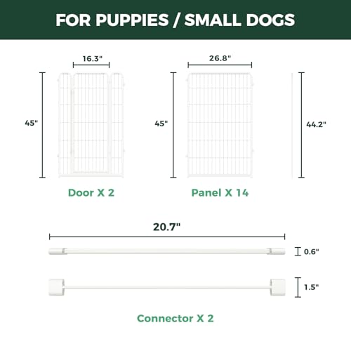 Homeplus Indoor Dog Playpen with Divider Connectors (White / 45"H)