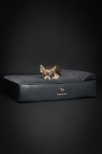 Dog Bed 28x23x7.5 Inch (Vegan Leather - Charcoal / Medium)