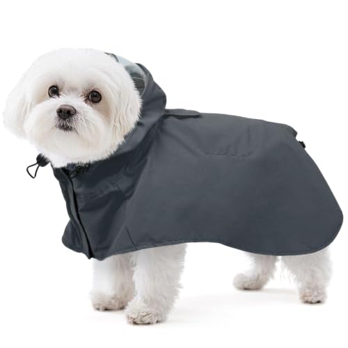 Waterproof Dog Raincoat with Hood (Grey / Small)