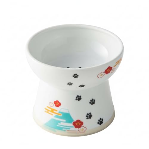 Necoichi Ceramic Raised Cat Food Bowl (Fuji / Large)