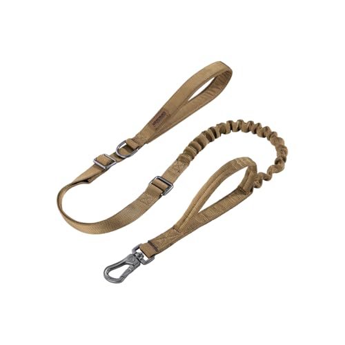5 6FT Military Bungee Dog Leash Adjustable Elastic (Coyote Brown)