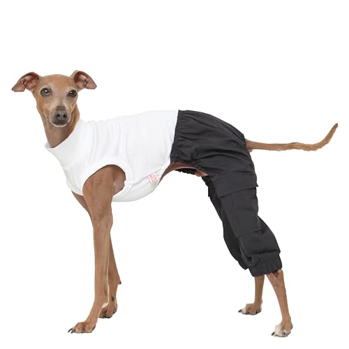 D Doggy Star Italian Greyhound Clothes Cargo Pants Onesie Outfit Whippet for Dog Coat (M / Navy Cargo)