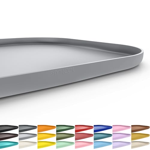 Waterproof Silicone Pet Food Mat with Raised Edge for Dog & Cat (Light Gray / 24"L x 16"W)