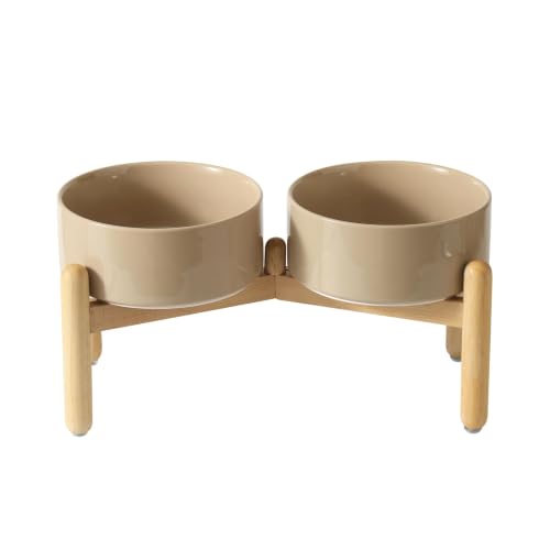 Ceramic Dog Bowls Elevated (Greige)