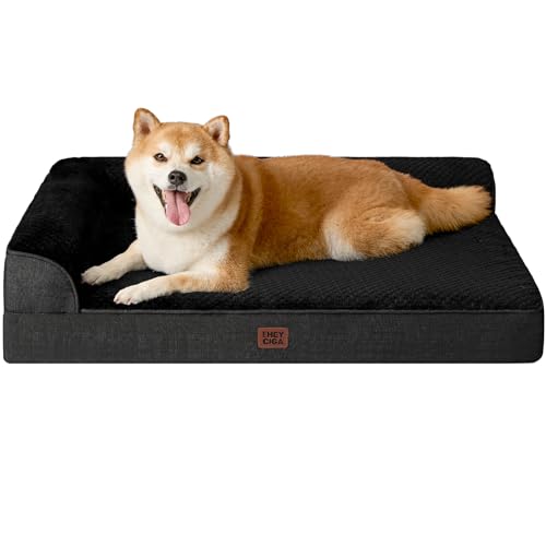 Memory Foam Dog Bed Large Size Dogs (Black / 36.0"L x 27.0"W x 6"Th)