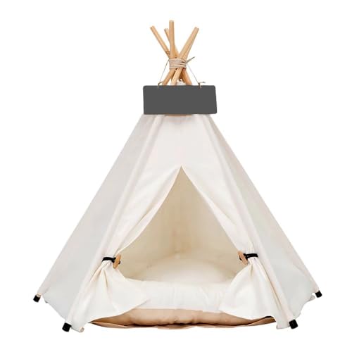 Pet Teepee Dog & Puppy Cat Tents Tipi Bed Portable Houses (M:Size fits 9kg/20lbs (pets))